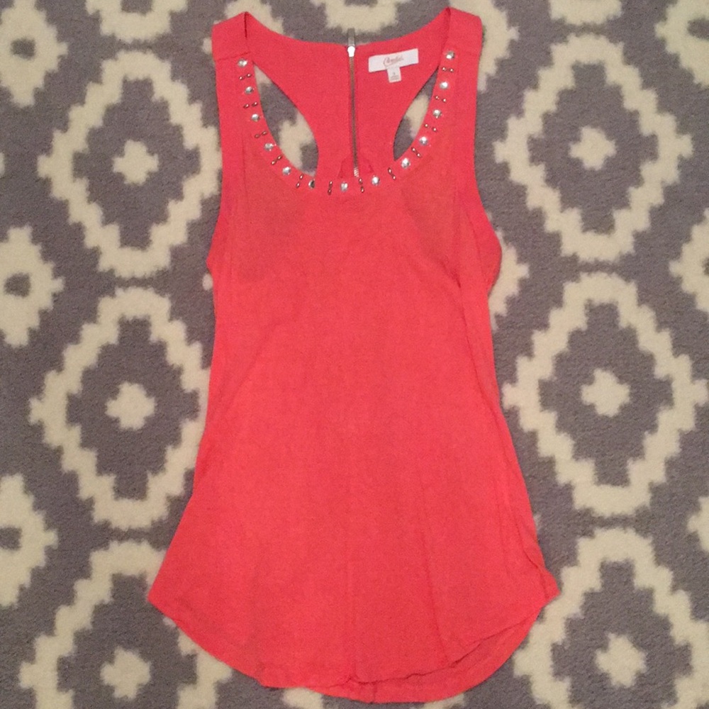 Embellished racer back tank top